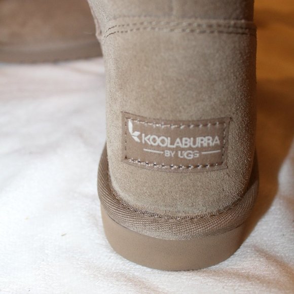 NIB UGG KOOLABURRA WOMEN'S CLASSID‎ SHORT SUEDE LEOPARD FUR LINED BOOTS TAN - Picture 5 of 6